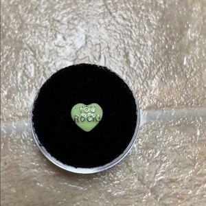 Never used origami owl “you rock”candy heart charm